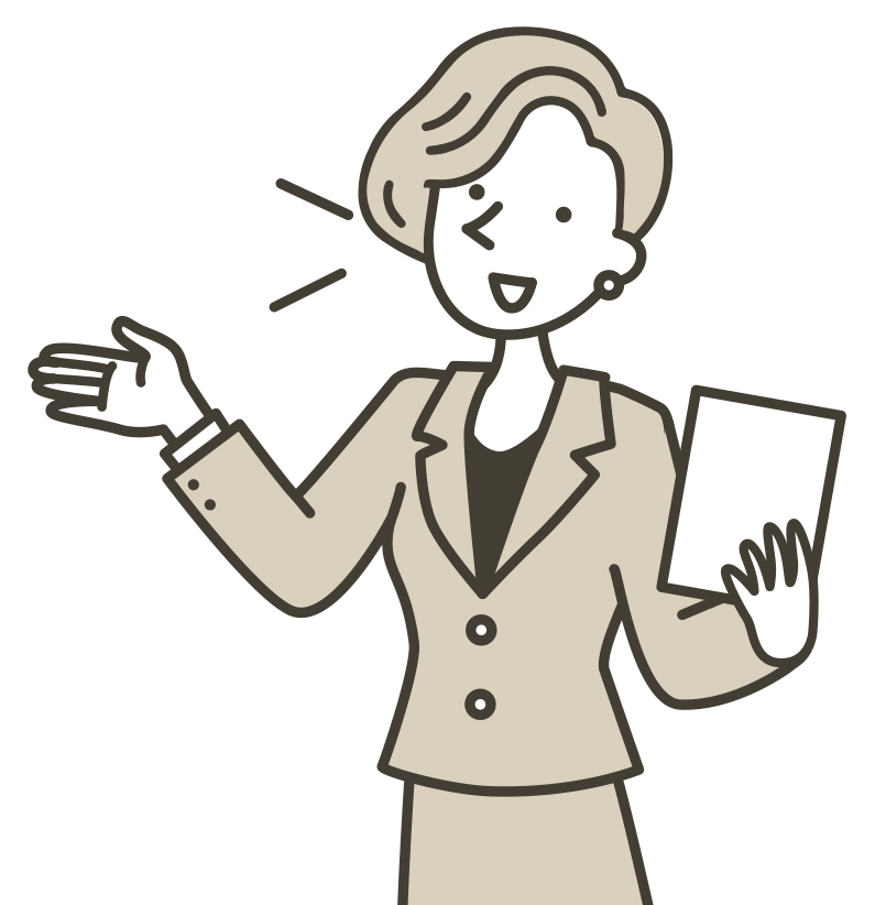 見学者からの質問に回答するスタッフのイラスト